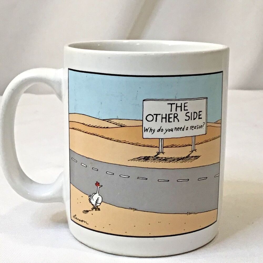 Vintage The Far Side Chicken The Other Side Coffee Mug Cup 1991 Gary Larson